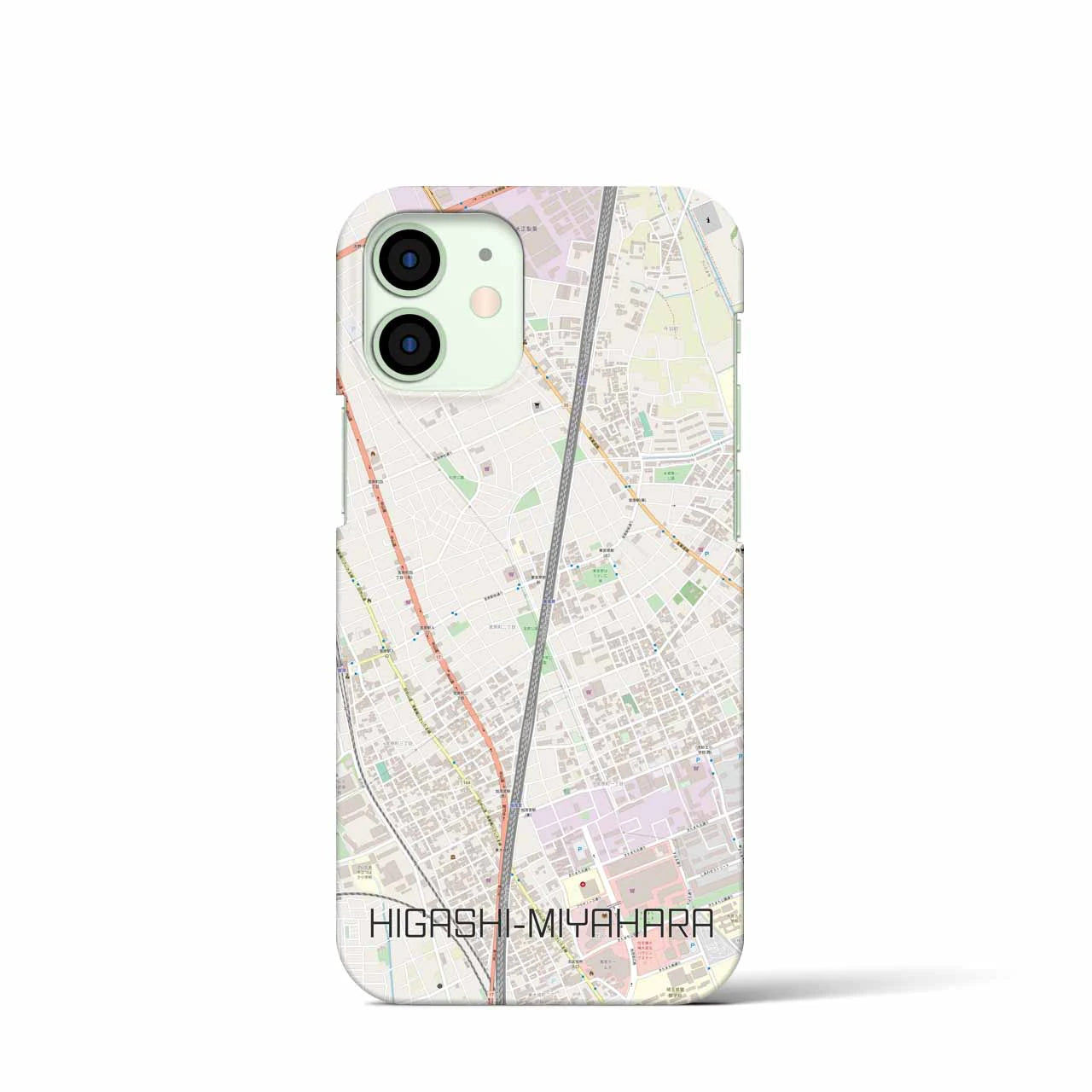 【東宮原】地図柄iPhoneケース（バックカバータイプ・ナチュラル）iPhone 12 mini 用