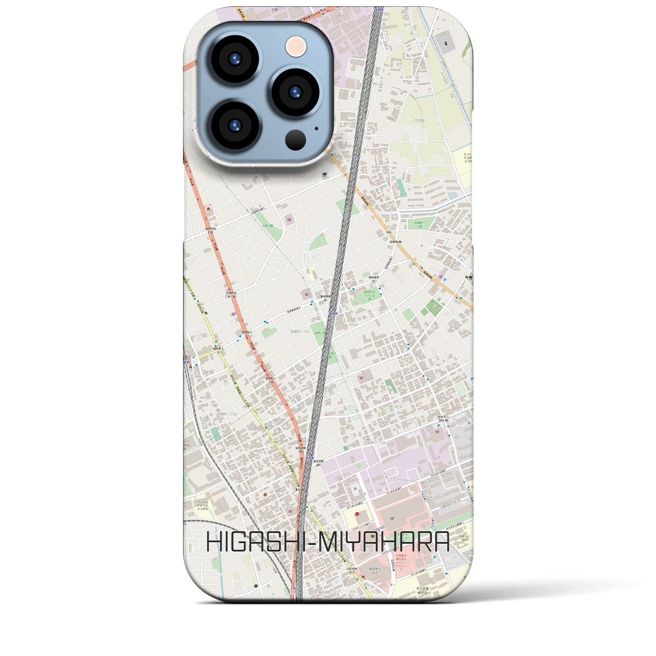 【東宮原】地図柄iPhoneケース（バックカバータイプ・ナチュラル）iPhone 13 Pro Max 用
