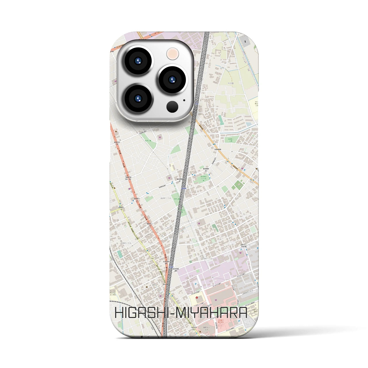 【東宮原】地図柄iPhoneケース（バックカバータイプ・ナチュラル）iPhone 13 Pro 用