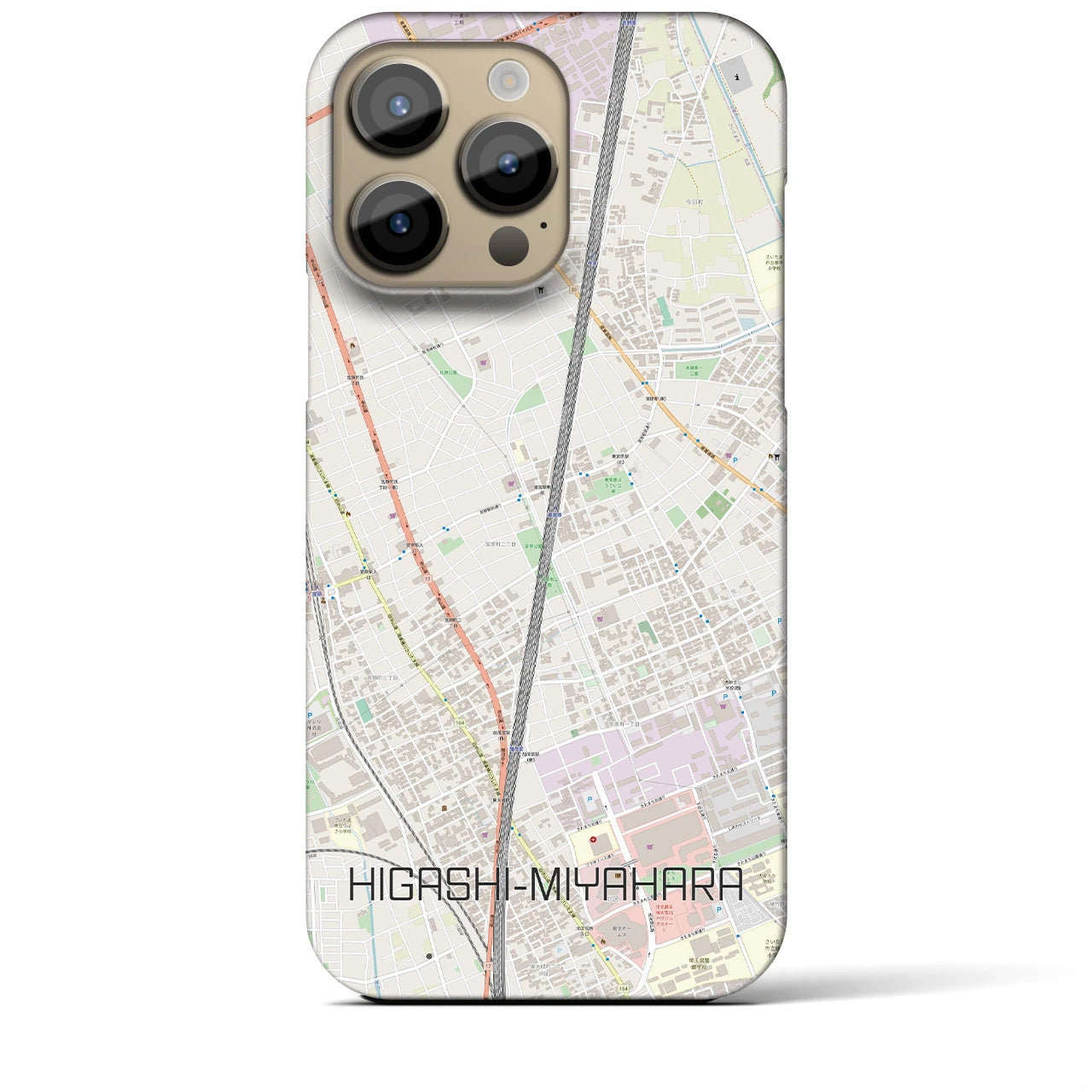 【東宮原】地図柄iPhoneケース（バックカバータイプ・ナチュラル）iPhone 14 Pro Max 用