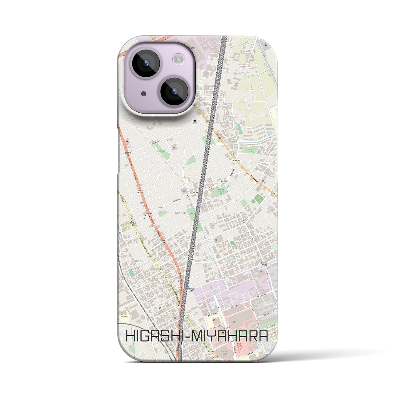 【東宮原】地図柄iPhoneケース（バックカバータイプ・ナチュラル）iPhone 14 用