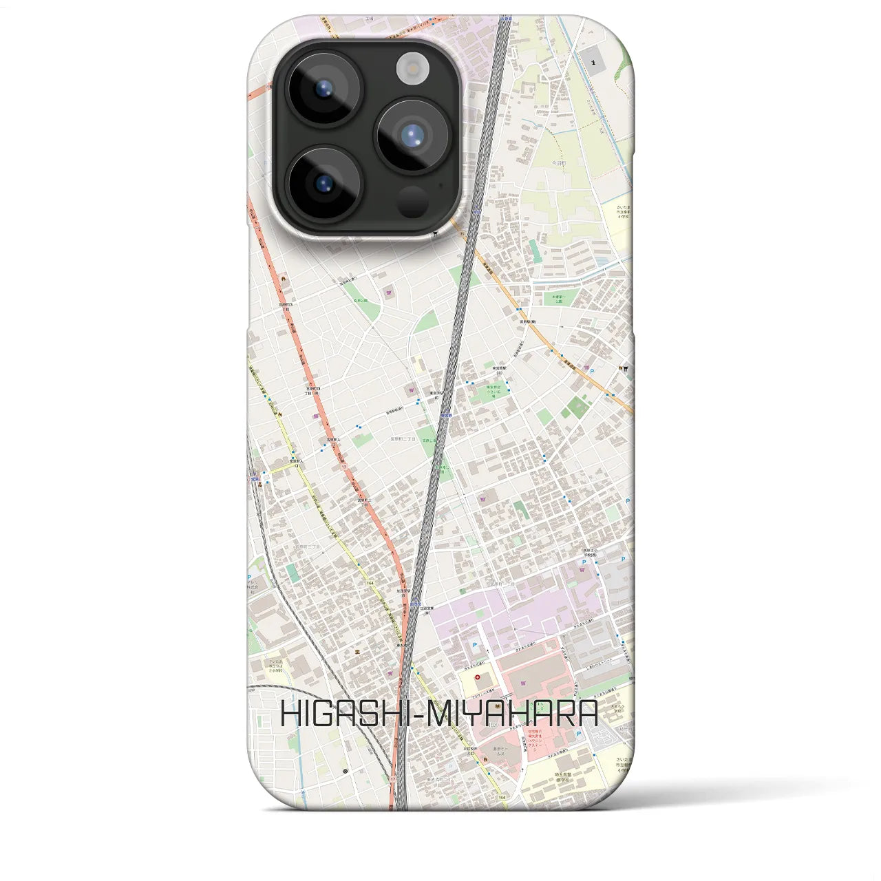 【東宮原】地図柄iPhoneケース（バックカバータイプ・ナチュラル）iPhone 15 Pro Max 用