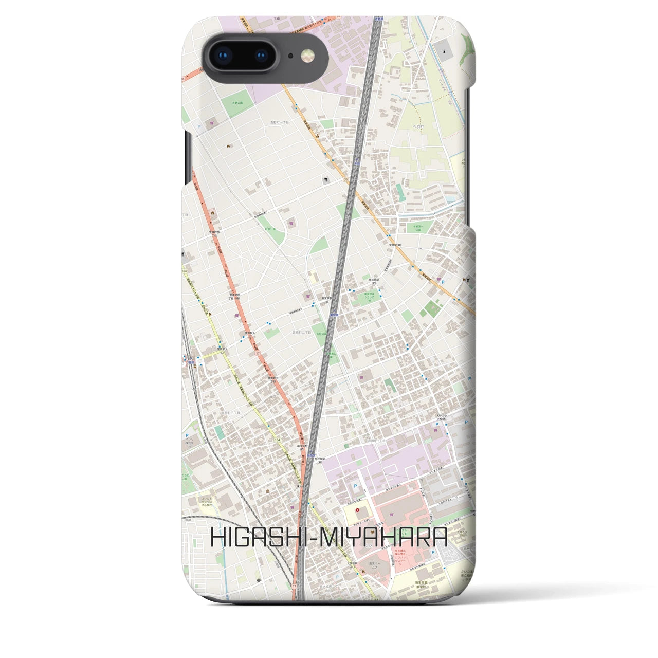 【東宮原】地図柄iPhoneケース（バックカバータイプ・ナチュラル）iPhone 8Plus /7Plus / 6sPlus / 6Plus 用