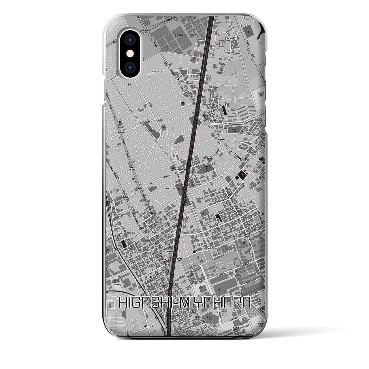 【東宮原】地図柄iPhoneケース（クリアタイプ・モノトーン）iPhone XS Max 用