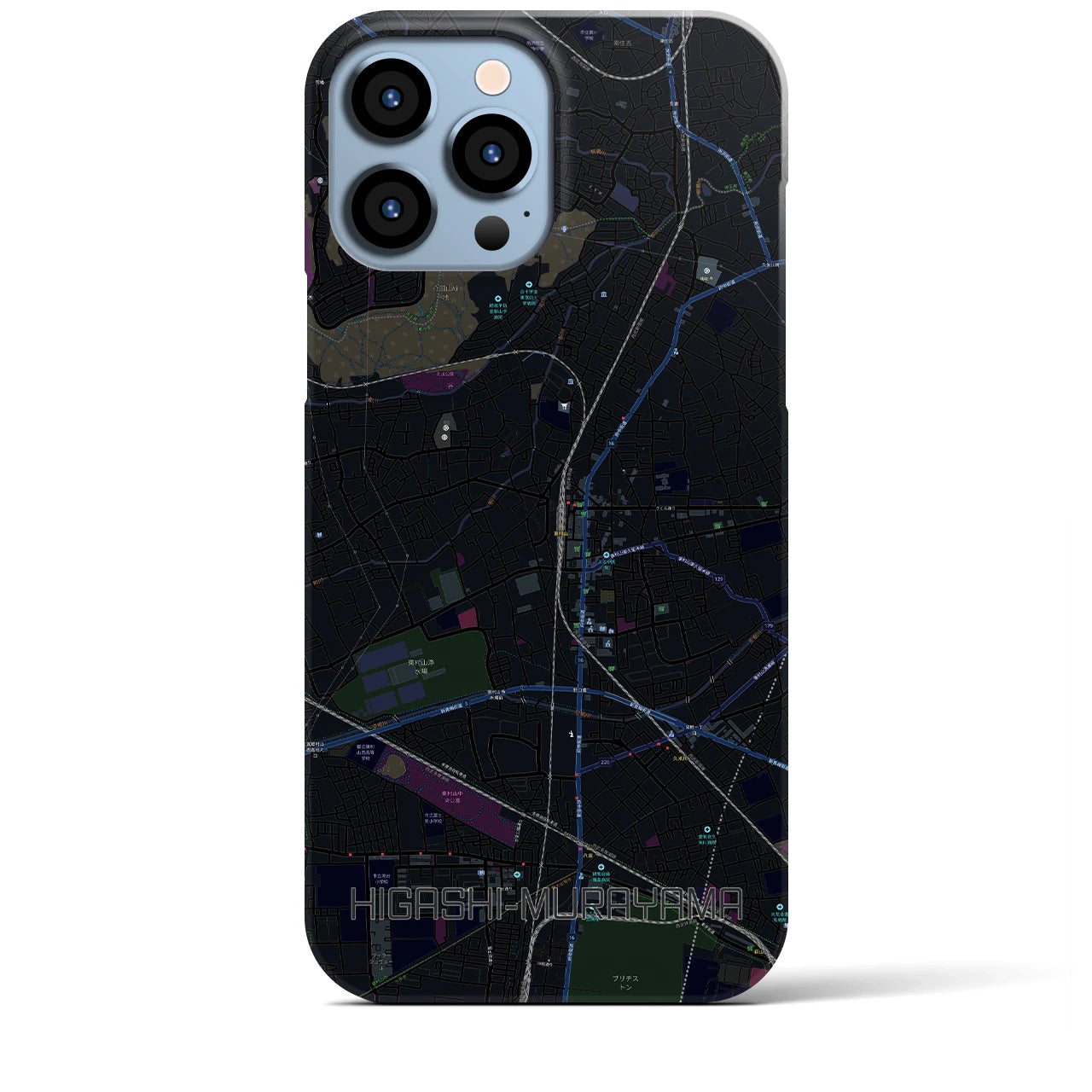 【東村山】地図柄iPhoneケース（バックカバータイプ・ブラック）iPhone 13 Pro Max 用