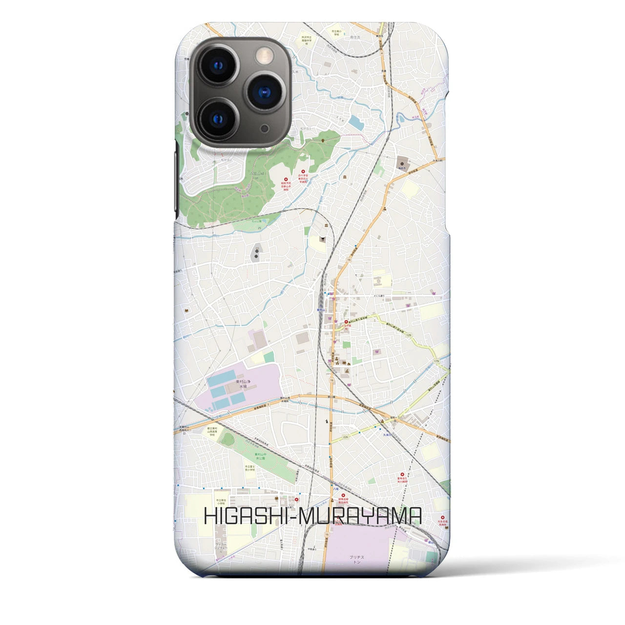 【東村山】地図柄iPhoneケース（バックカバータイプ・ナチュラル）iPhone 11 Pro Max 用