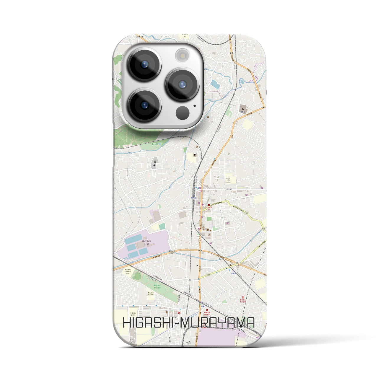 【東村山】地図柄iPhoneケース（バックカバータイプ・ナチュラル）iPhone 14 Pro 用