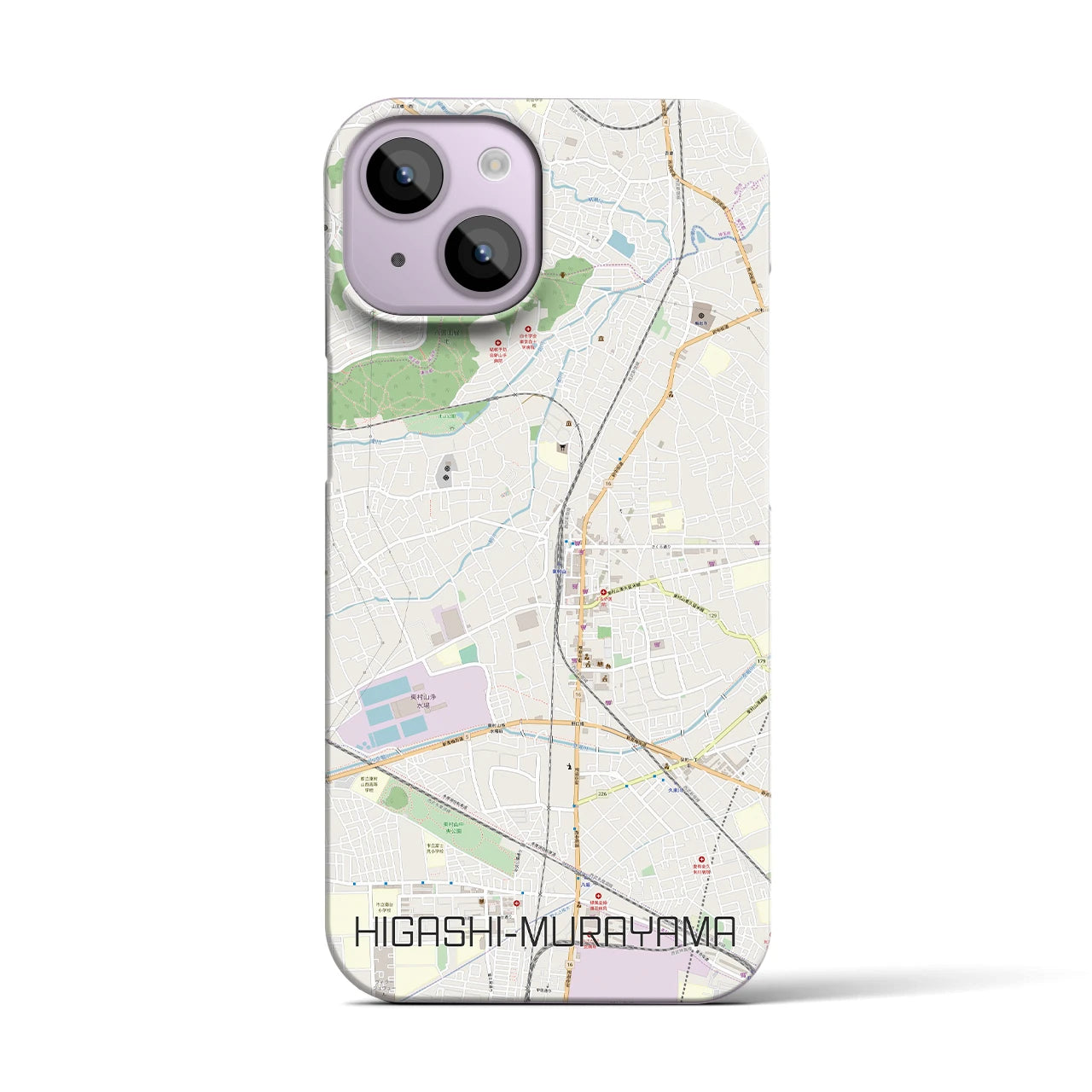 【東村山】地図柄iPhoneケース（バックカバータイプ・ナチュラル）iPhone 14 用