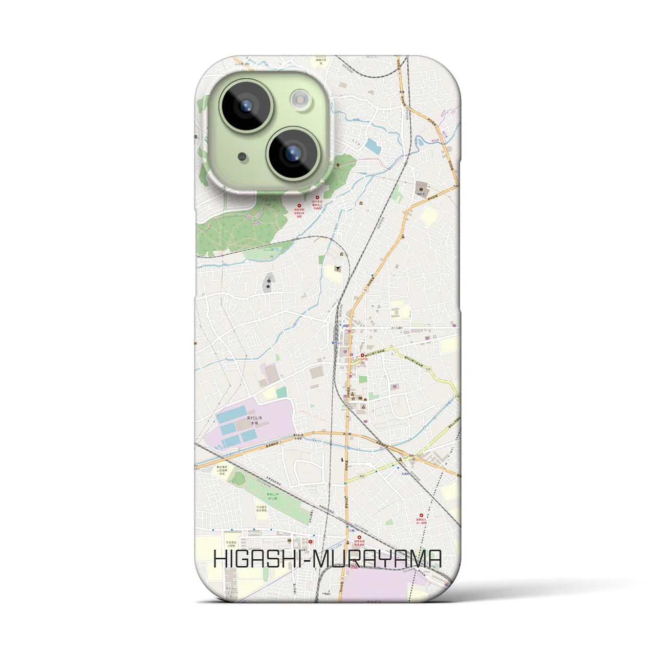 【東村山】地図柄iPhoneケース（バックカバータイプ・ナチュラル）iPhone 15 用