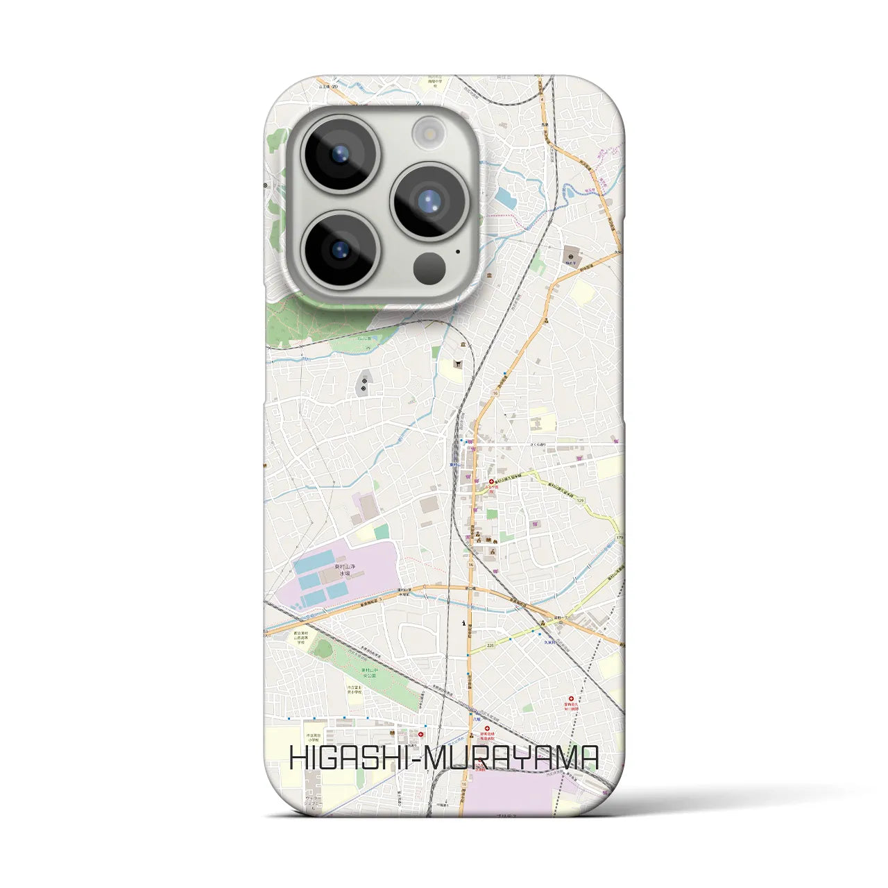 【東村山】地図柄iPhoneケース（バックカバータイプ・ナチュラル）iPhone 15 Pro 用
