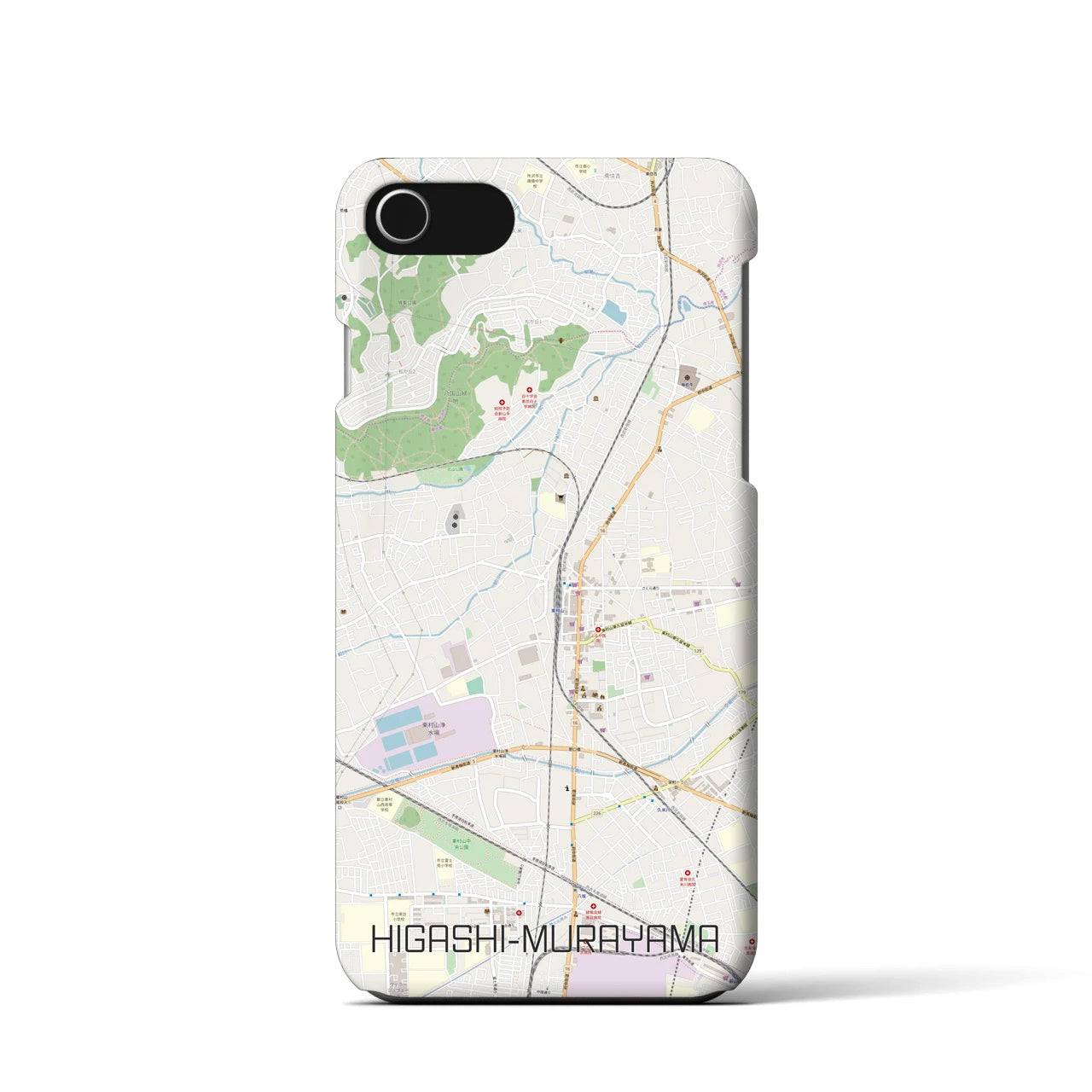【東村山】地図柄iPhoneケース（バックカバータイプ・ナチュラル）iPhone SE（第3 / 第2世代） / 8 / 7 / 6s / 6 用