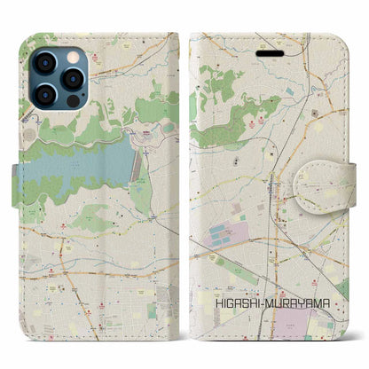【東村山（東京都）】地図柄iPhoneケース（手帳タイプ）ナチュラル・iPhone 12 / 12 Pro 用