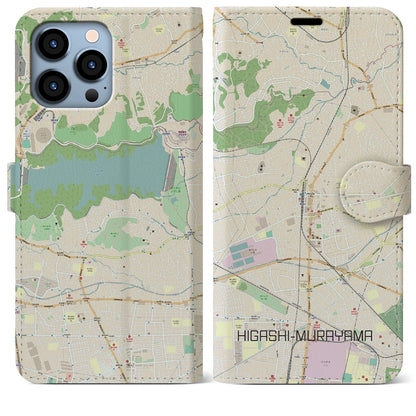 【東村山（東京都）】地図柄iPhoneケース（手帳タイプ）ナチュラル・iPhone 13 Pro Max 用