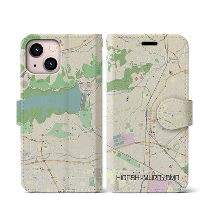 【東村山（東京都）】地図柄iPhoneケース（手帳タイプ）ナチュラル・iPhone 13 mini 用