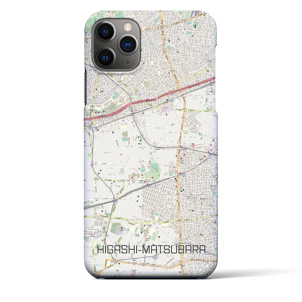 【東松原】地図柄iPhoneケース（バックカバータイプ・ナチュラル）iPhone 11 Pro Max 用