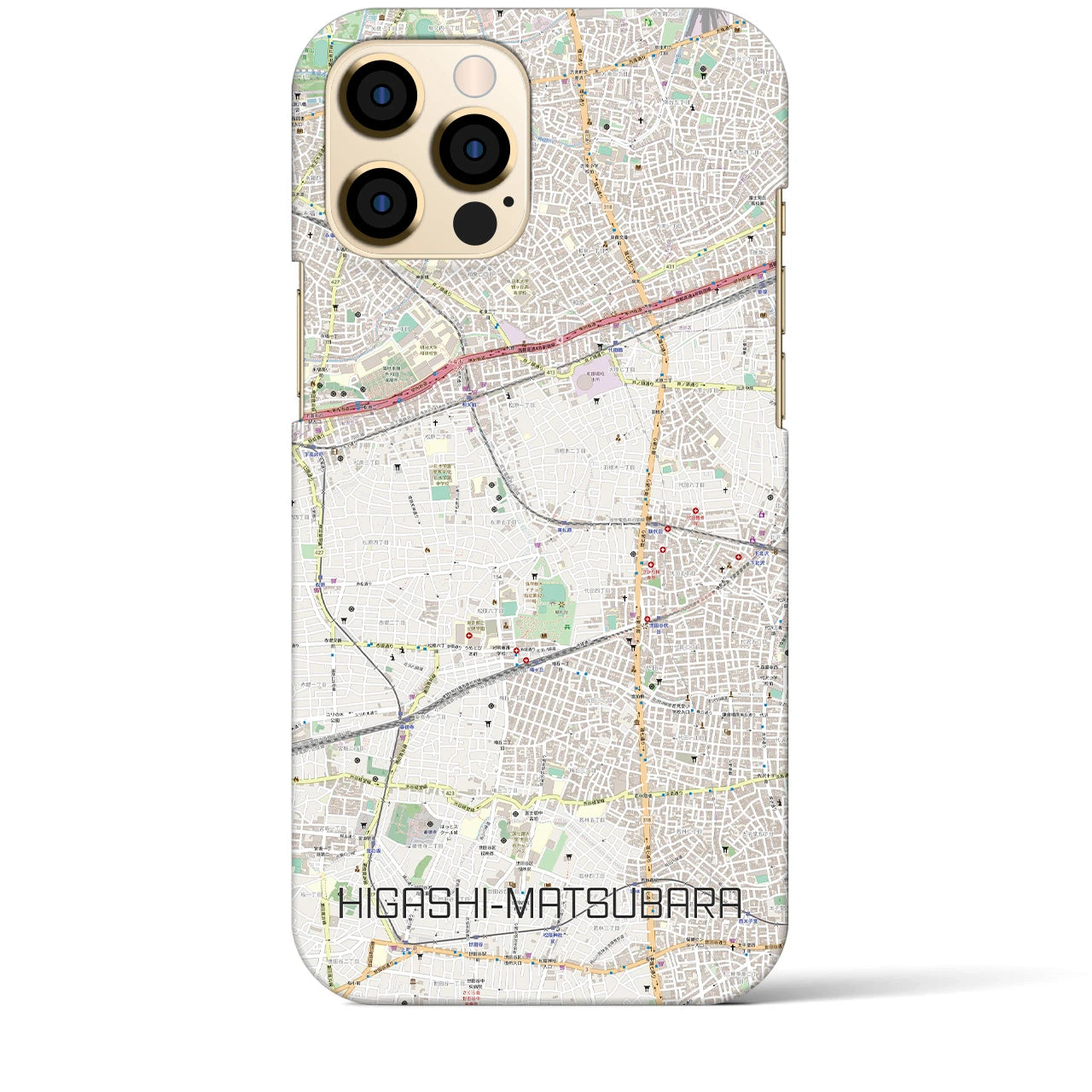 【東松原】地図柄iPhoneケース（バックカバータイプ・ナチュラル）iPhone 12 Pro Max 用