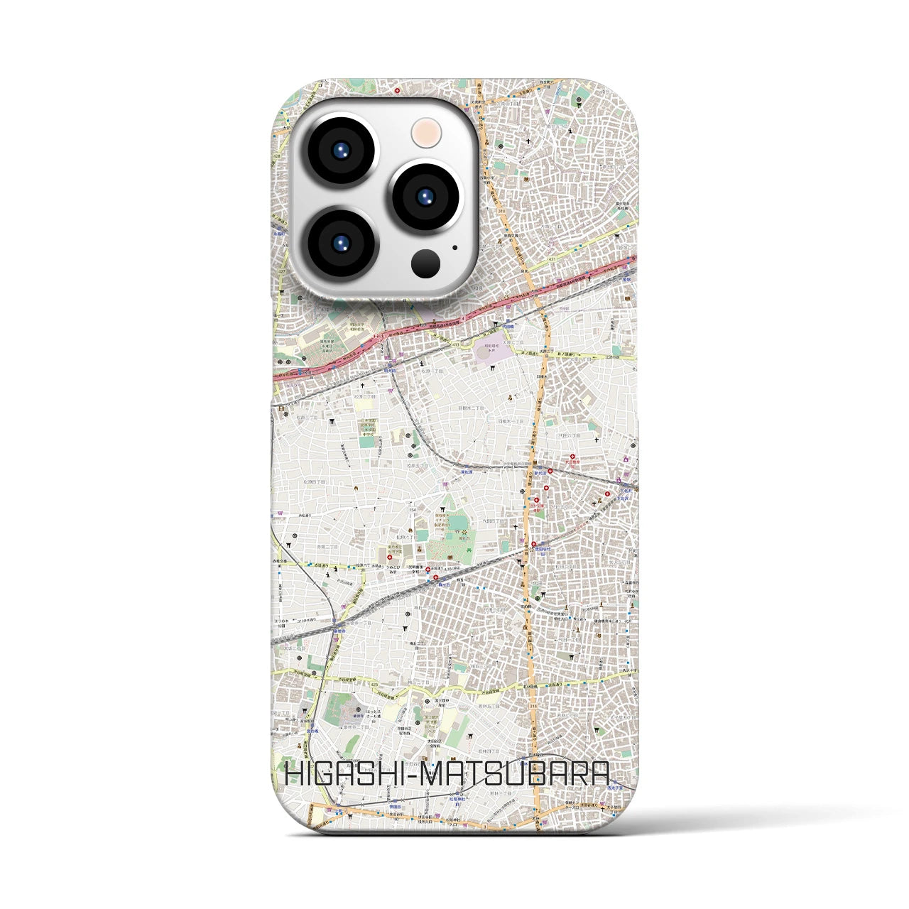 【東松原】地図柄iPhoneケース（バックカバータイプ・ナチュラル）iPhone 13 Pro 用