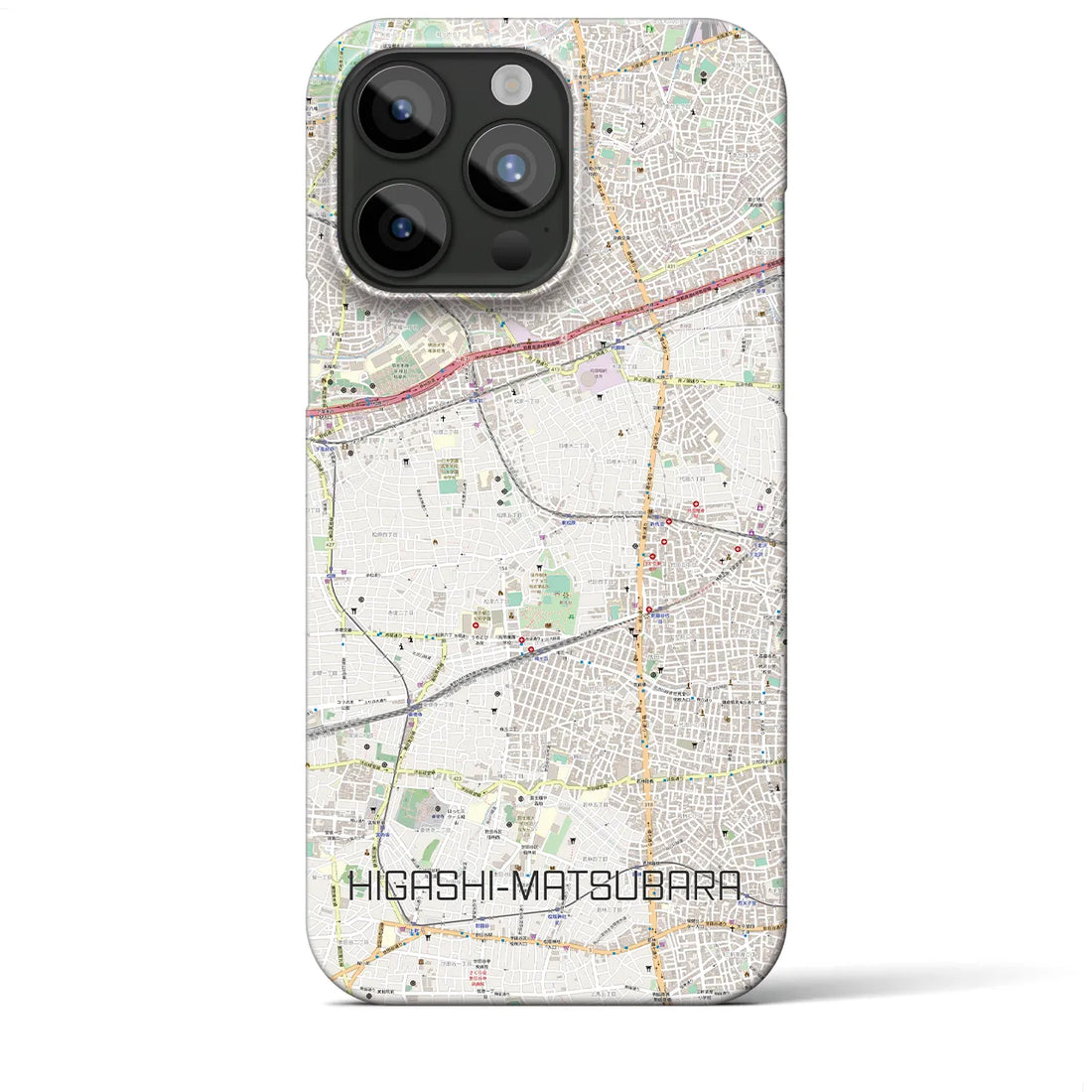 【東松原】地図柄iPhoneケース（バックカバータイプ・ナチュラル）iPhone 15 Pro Max 用