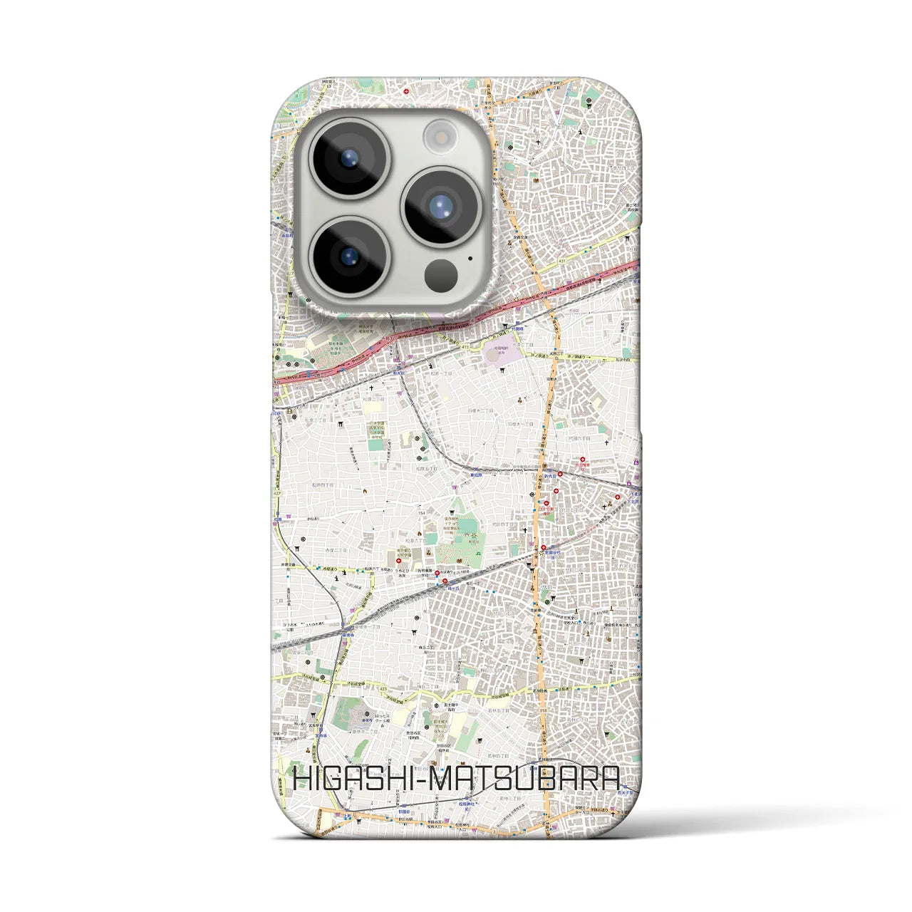 【東松原】地図柄iPhoneケース（バックカバータイプ・ナチュラル）iPhone 15 Pro 用