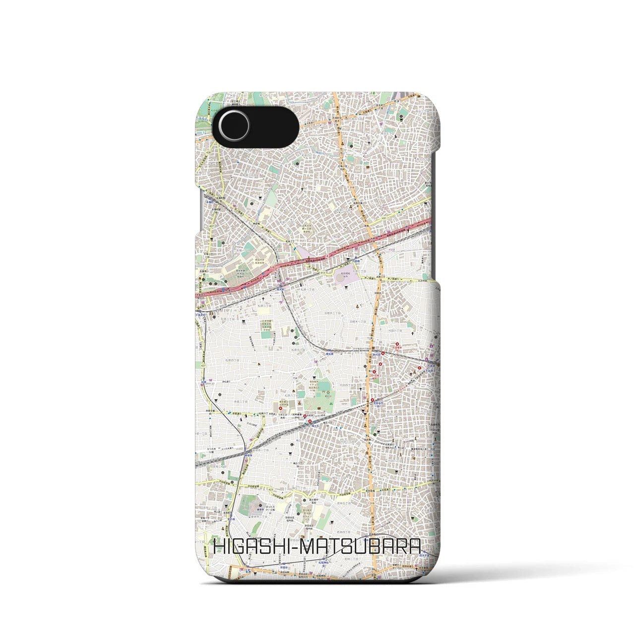 【東松原】地図柄iPhoneケース（バックカバータイプ・ナチュラル）iPhone SE（第3 / 第2世代） / 8 / 7 / 6s / 6 用