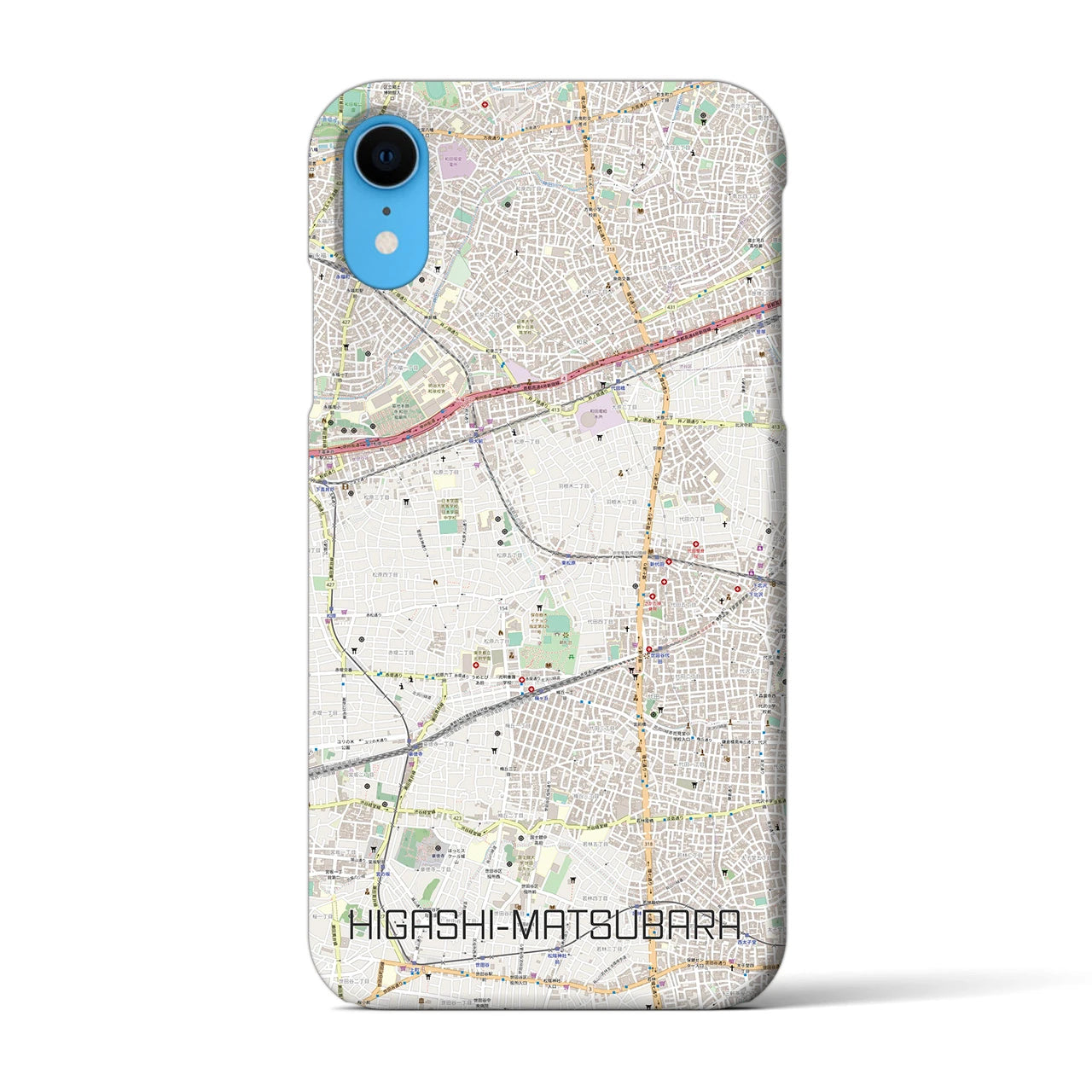 【東松原】地図柄iPhoneケース（バックカバータイプ・ナチュラル）iPhone XR 用