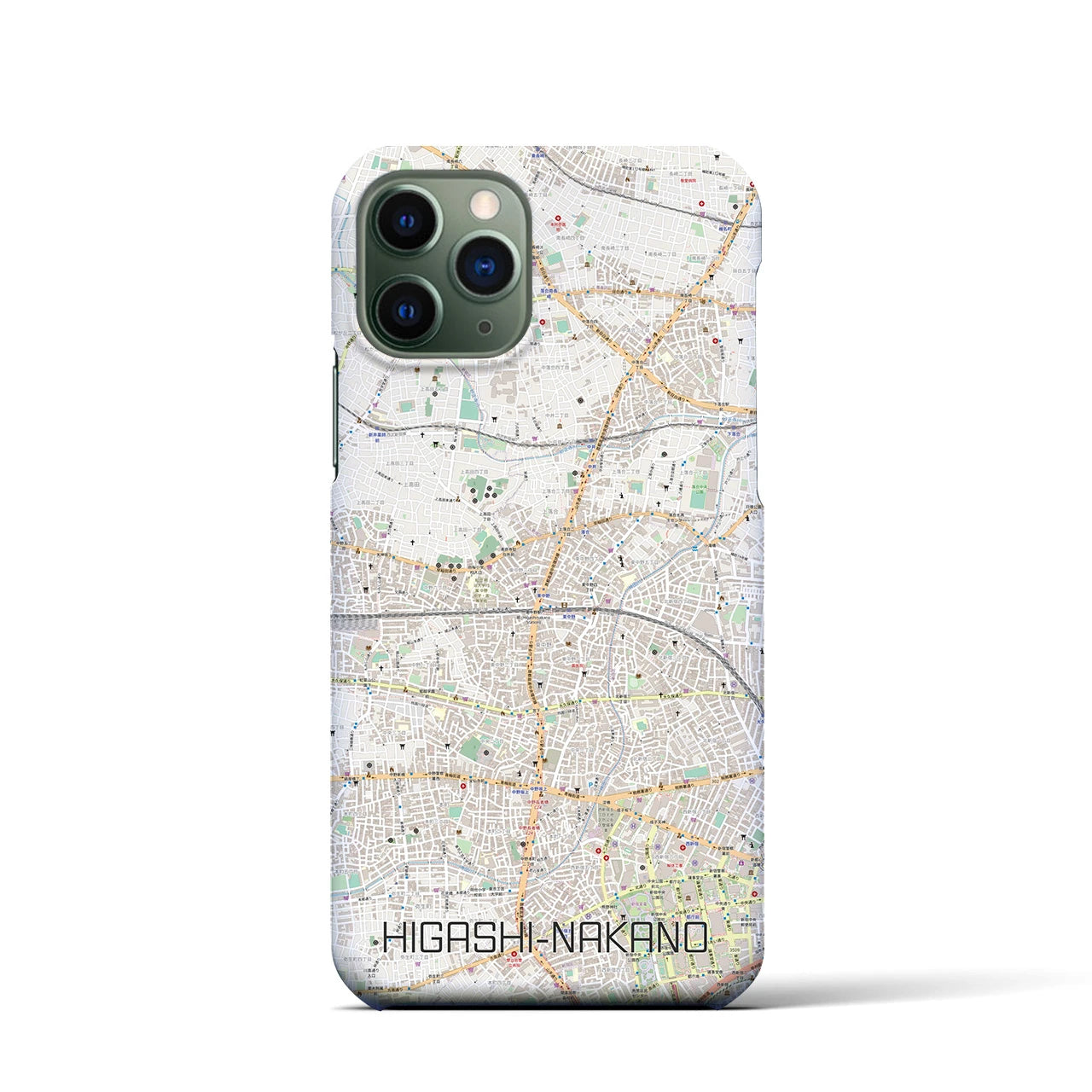 【東中野2】地図柄iPhoneケース（バックカバータイプ・ナチュラル）iPhone 11 Pro 用