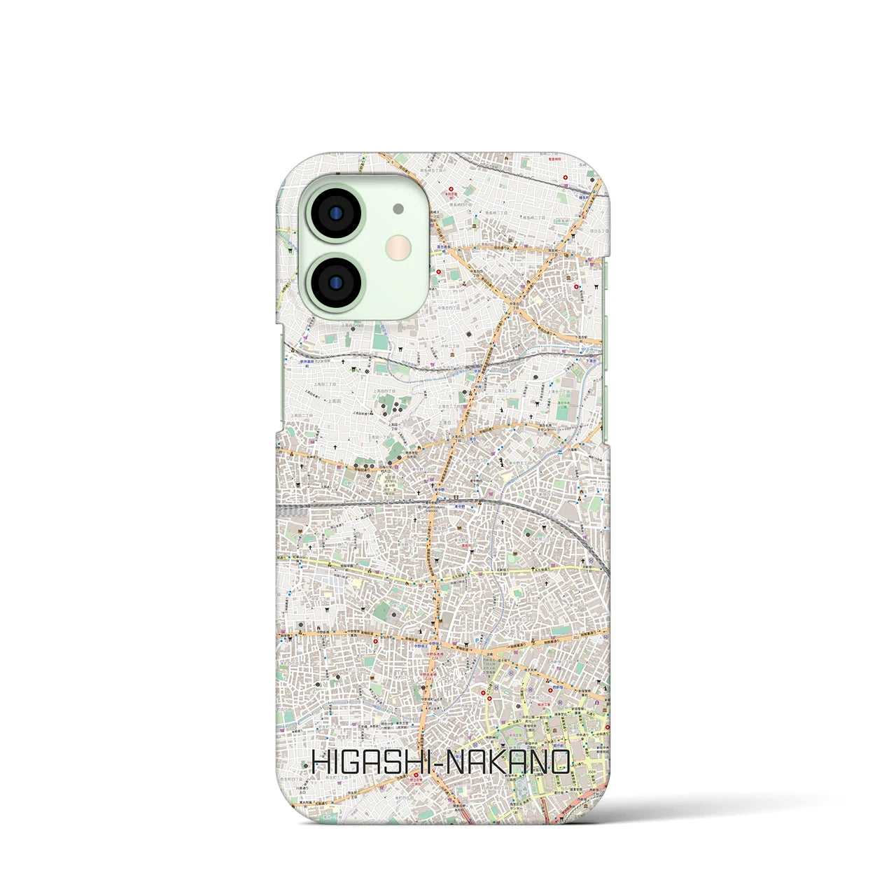 【東中野2】地図柄iPhoneケース（バックカバータイプ・ナチュラル）iPhone 12 mini 用