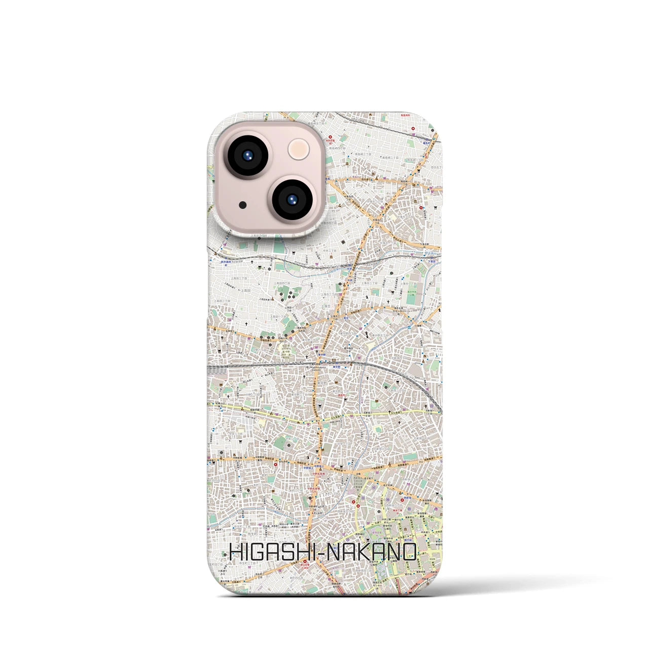 【東中野2】地図柄iPhoneケース（バックカバータイプ・ナチュラル）iPhone 13 mini 用