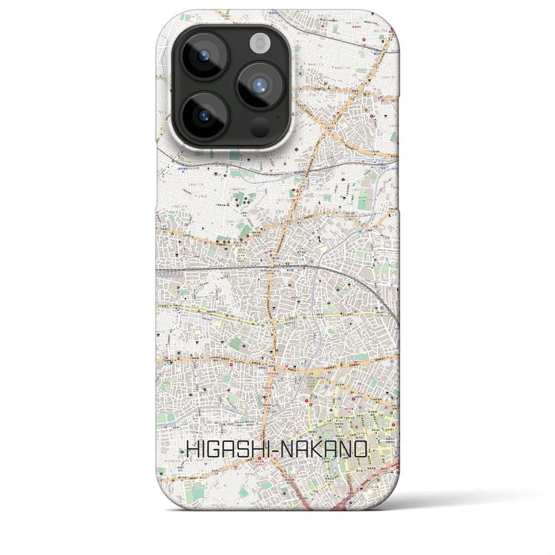 【東中野2】地図柄iPhoneケース（バックカバータイプ・ナチュラル）iPhone 15 Pro Max 用