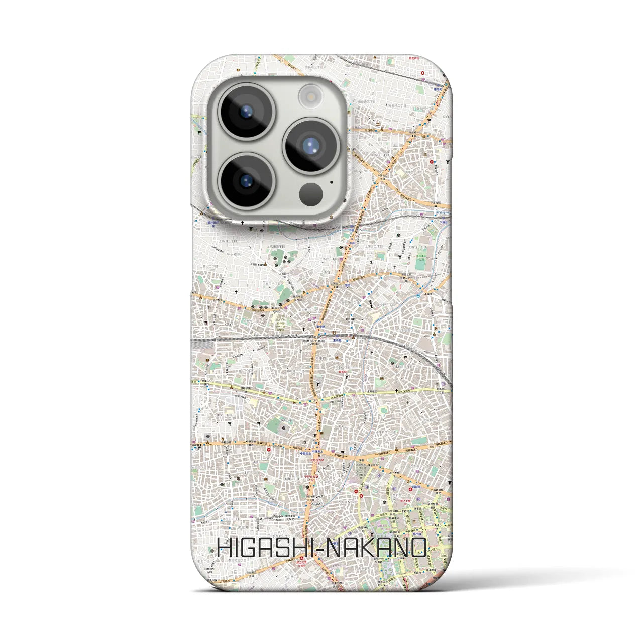 【東中野2】地図柄iPhoneケース（バックカバータイプ・ナチュラル）iPhone 15 Pro 用