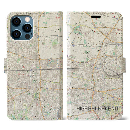 【東中野2（東京都）】地図柄iPhoneケース（手帳タイプ）ナチュラル・iPhone 12 / 12 Pro 用