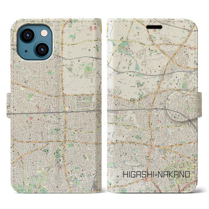 【東中野2（東京都）】地図柄iPhoneケース（手帳タイプ）ナチュラル・iPhone 13 用