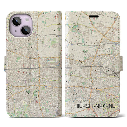 【東中野2（東京都）】地図柄iPhoneケース（手帳タイプ）ナチュラル・iPhone 14 用