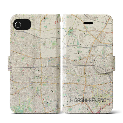 【東中野2（東京都）】地図柄iPhoneケース（手帳タイプ）ナチュラル・iPhone SE（第3 / 第2世代） / 8 / 7 / 6s / 6 用