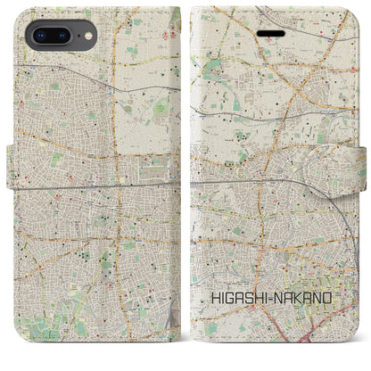 【東中野2（東京都）】地図柄iPhoneケース（手帳タイプ）ナチュラル・iPhone 8Plus /7Plus / 6sPlus / 6Plus 用