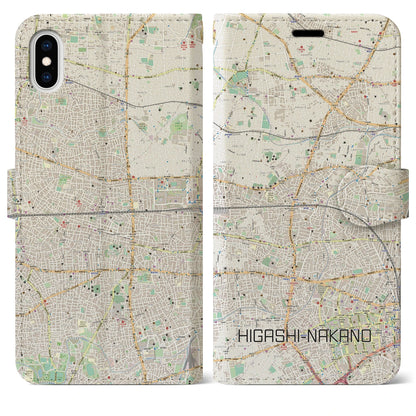 【東中野2（東京都）】地図柄iPhoneケース（手帳タイプ）ナチュラル・iPhone XS Max 用
