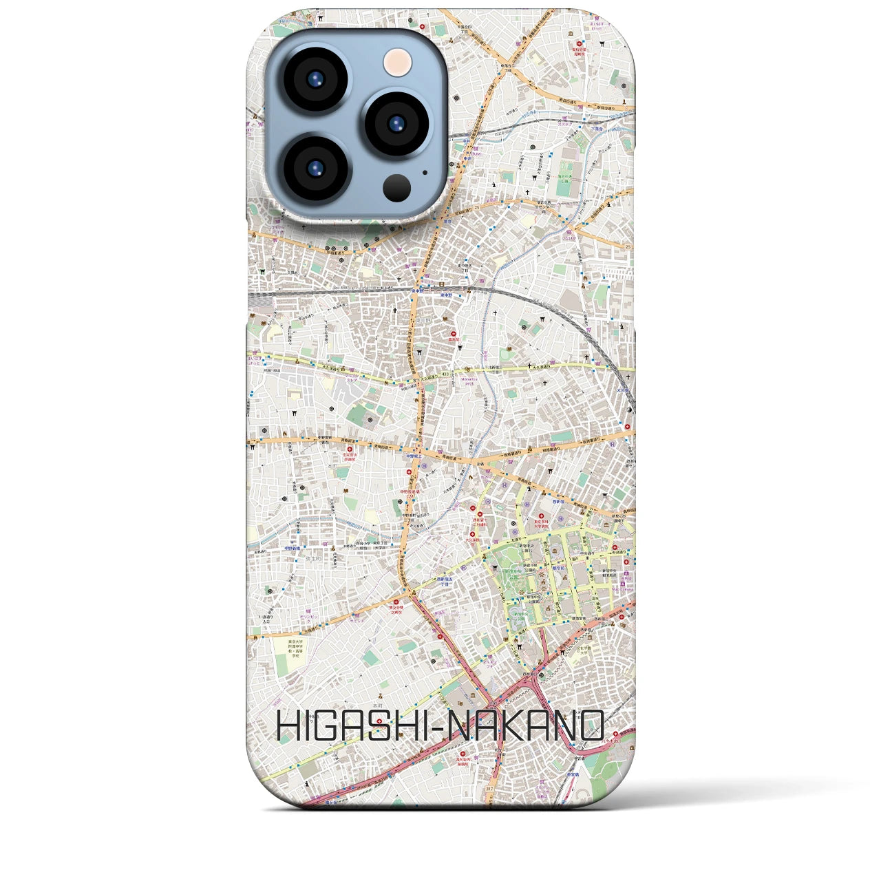【東中野】地図柄iPhoneケース（バックカバータイプ・ナチュラル）iPhone 13 Pro Max 用