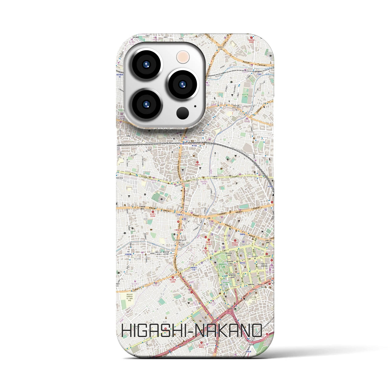 【東中野】地図柄iPhoneケース（バックカバータイプ・ナチュラル）iPhone 13 Pro 用