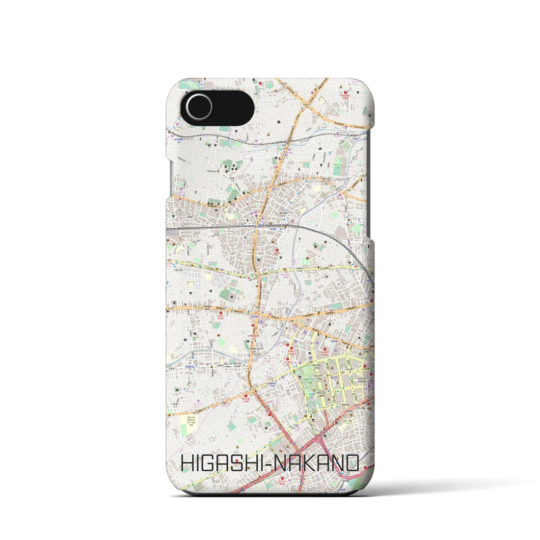 【東中野】地図柄iPhoneケース（バックカバータイプ・ナチュラル）iPhone SE（第3 / 第2世代） / 8 / 7 / 6s / 6 用