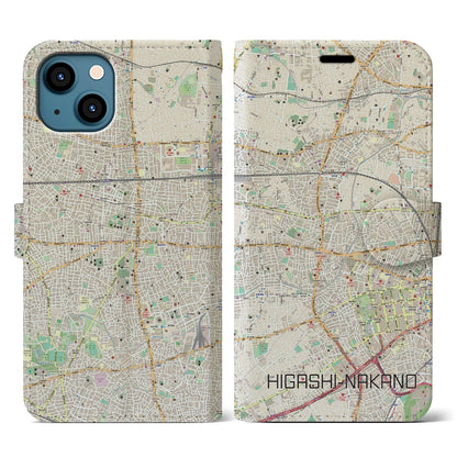 【東中野（東京都）】地図柄iPhoneケース（手帳タイプ）ナチュラル・iPhone 13 用