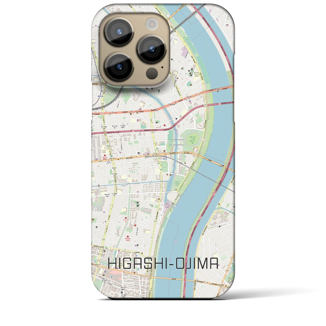 【東大島】地図柄iPhoneケース（バックカバータイプ・ナチュラル）iPhone 14 Pro Max 用