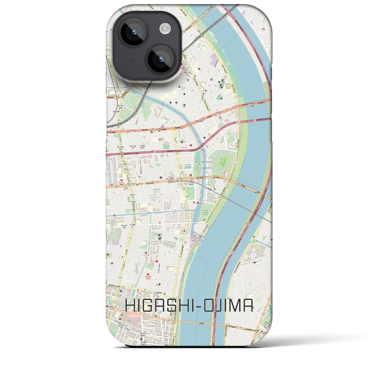 【東大島】地図柄iPhoneケース（バックカバータイプ・ナチュラル）iPhone 14 Plus 用