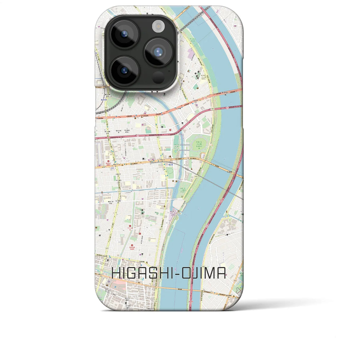 【東大島】地図柄iPhoneケース（バックカバータイプ・ナチュラル）iPhone 15 Pro Max 用
