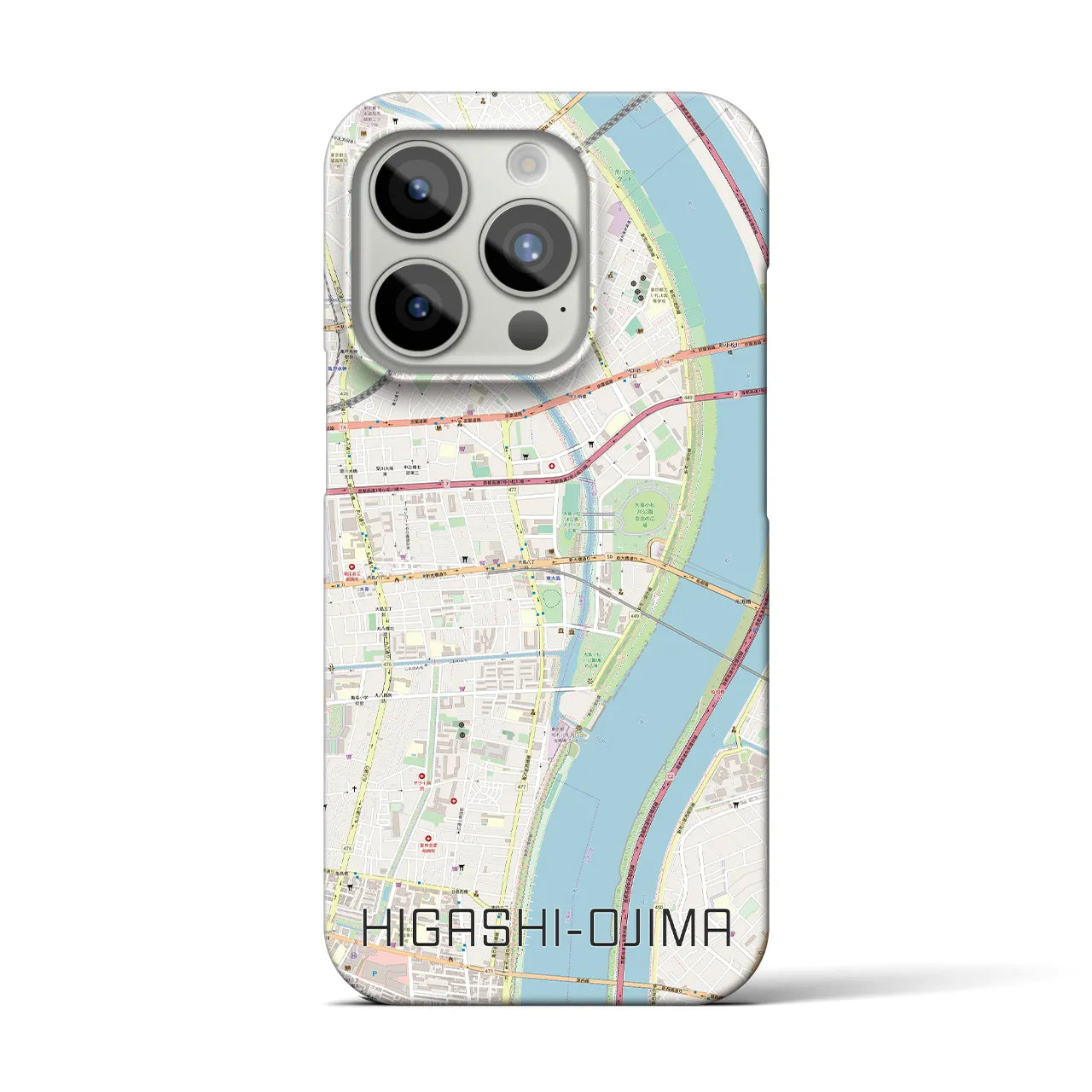 【東大島】地図柄iPhoneケース（バックカバータイプ・ナチュラル）iPhone 15 Pro 用