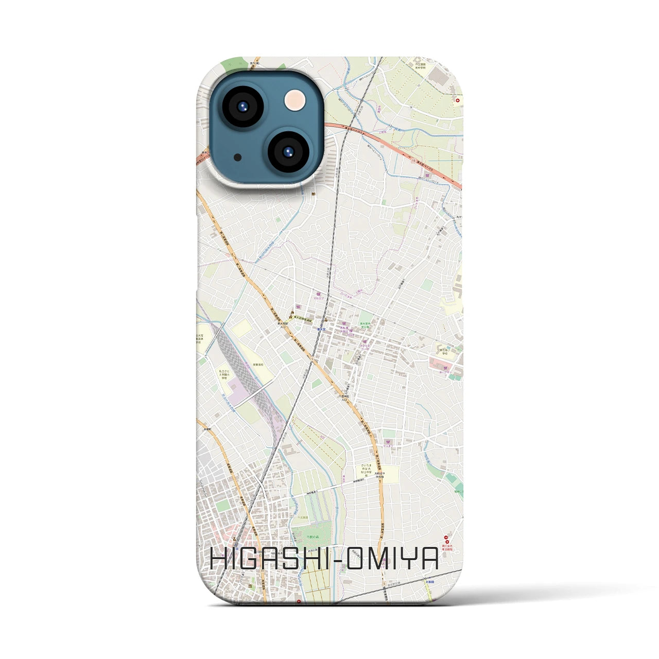 【東大宮】地図柄iPhoneケース（バックカバータイプ・ナチュラル）iPhone 13 用