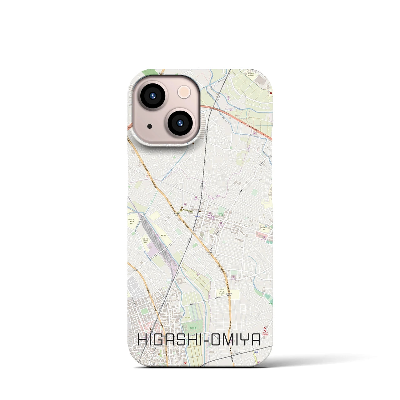 【東大宮】地図柄iPhoneケース（バックカバータイプ・ナチュラル）iPhone 13 mini 用
