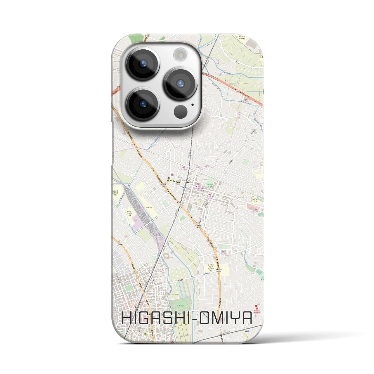 【東大宮】地図柄iPhoneケース（バックカバータイプ・ナチュラル）iPhone 14 Pro 用