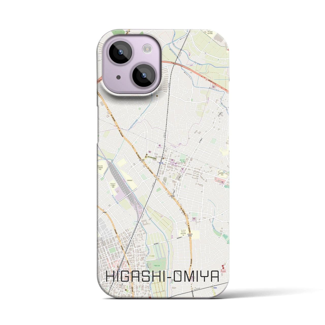 【東大宮】地図柄iPhoneケース（バックカバータイプ・ナチュラル）iPhone 14 用