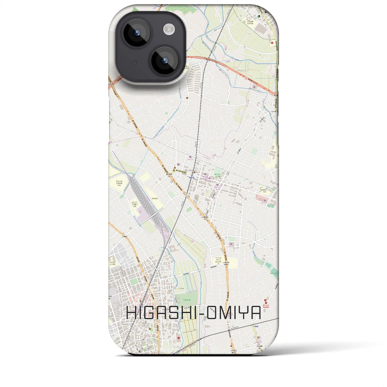 【東大宮】地図柄iPhoneケース（バックカバータイプ・ナチュラル）iPhone 14 Plus 用