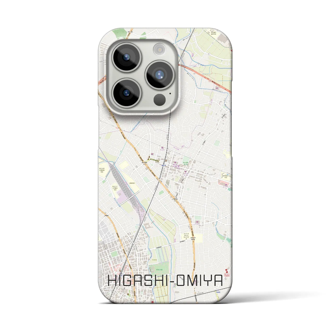 【東大宮】地図柄iPhoneケース（バックカバータイプ・ナチュラル）iPhone 15 Pro 用